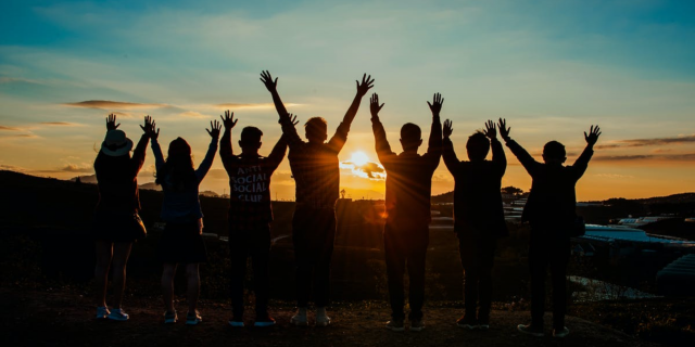 People watching a sunset